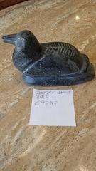 Soapstone Inuit Sculpture Carving,  Bird at Rest, E-Numbered for Carver I.D