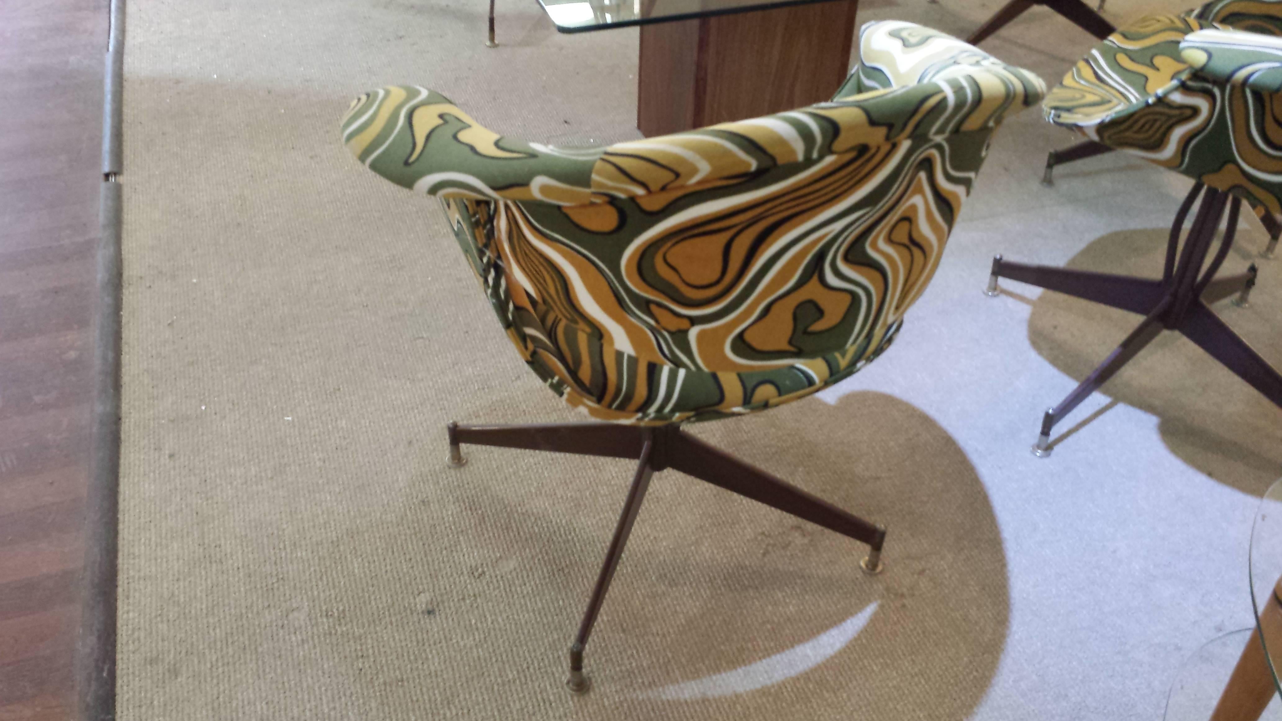 American Set of Six George Nelson Style Shell/Swag Chairs from 1969 with Original Fabric