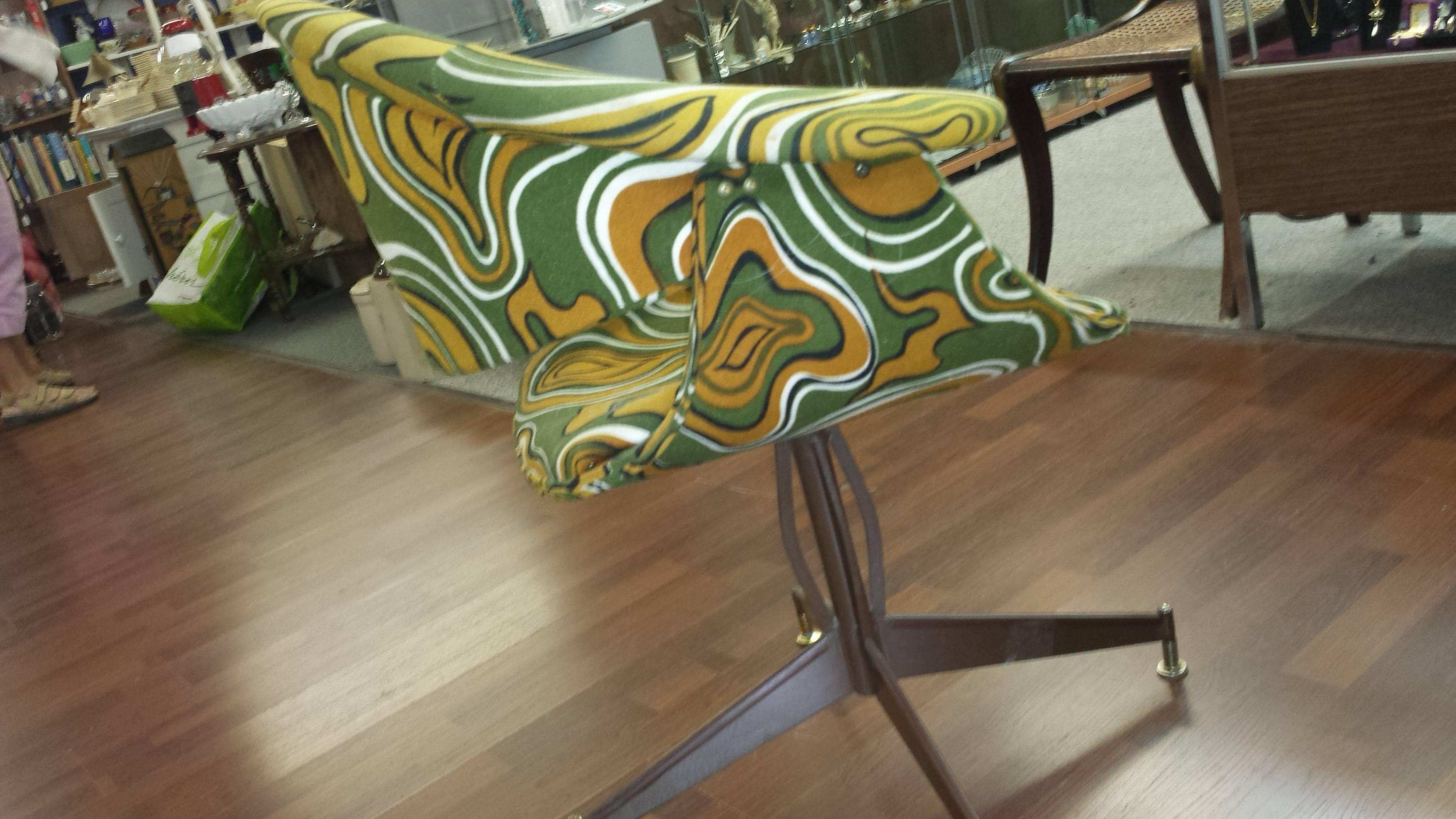 Set of Six George Nelson Style Shell/Swag Chairs from 1969 with Original Fabric 2