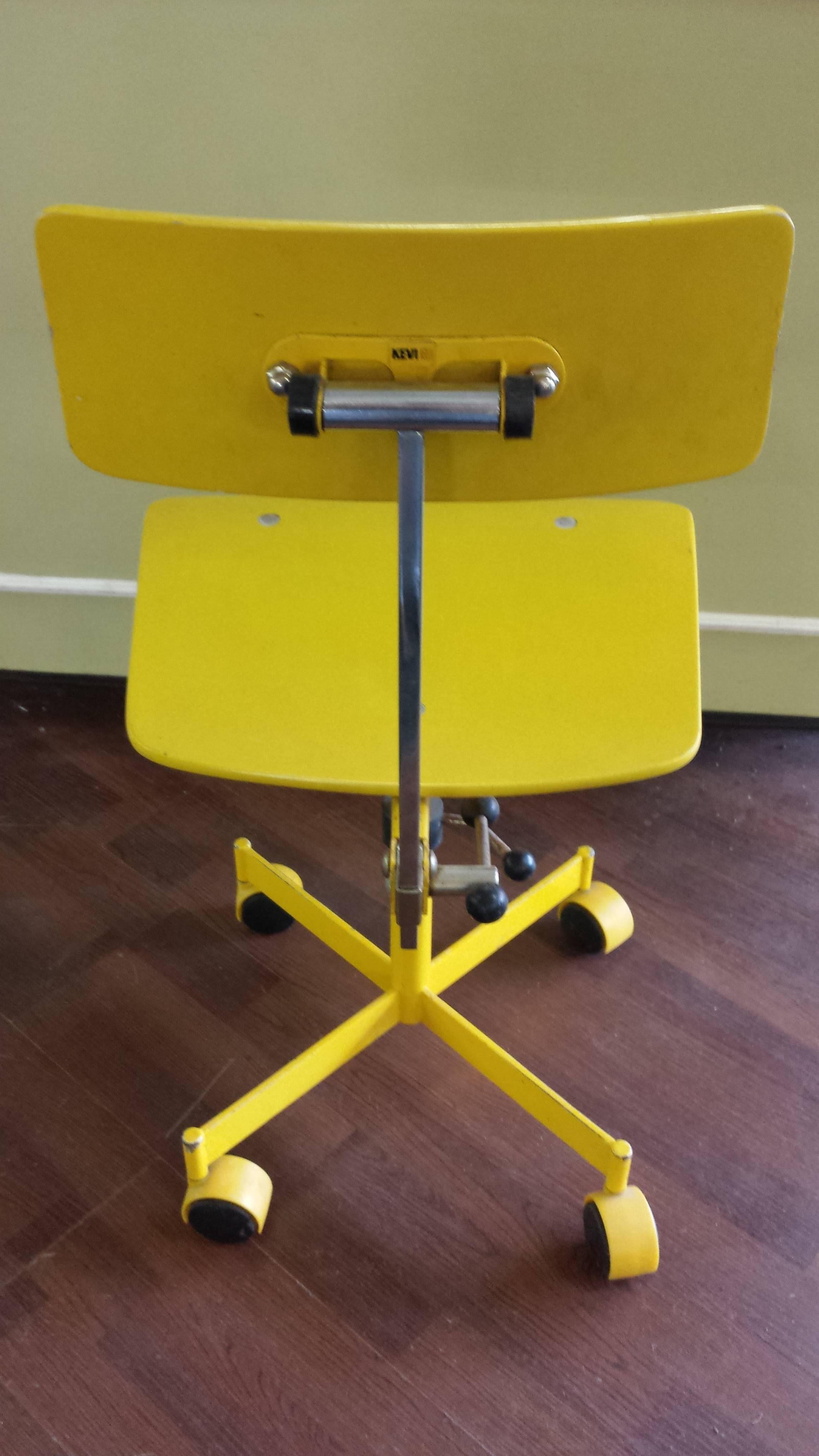 Mid-Century Modern Brilliant Yellow Kevi Armless Fully Adjustable Desk Chair