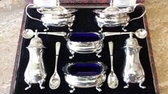 Walker & Hall Silver Plate Condiment Set, Sheffield England, circa 1930s