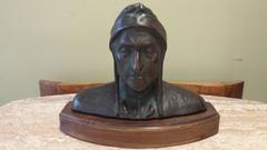 Bronzed Plaster Portrait Bust of Dantes Alighieri, circa 1890-1900, Italy