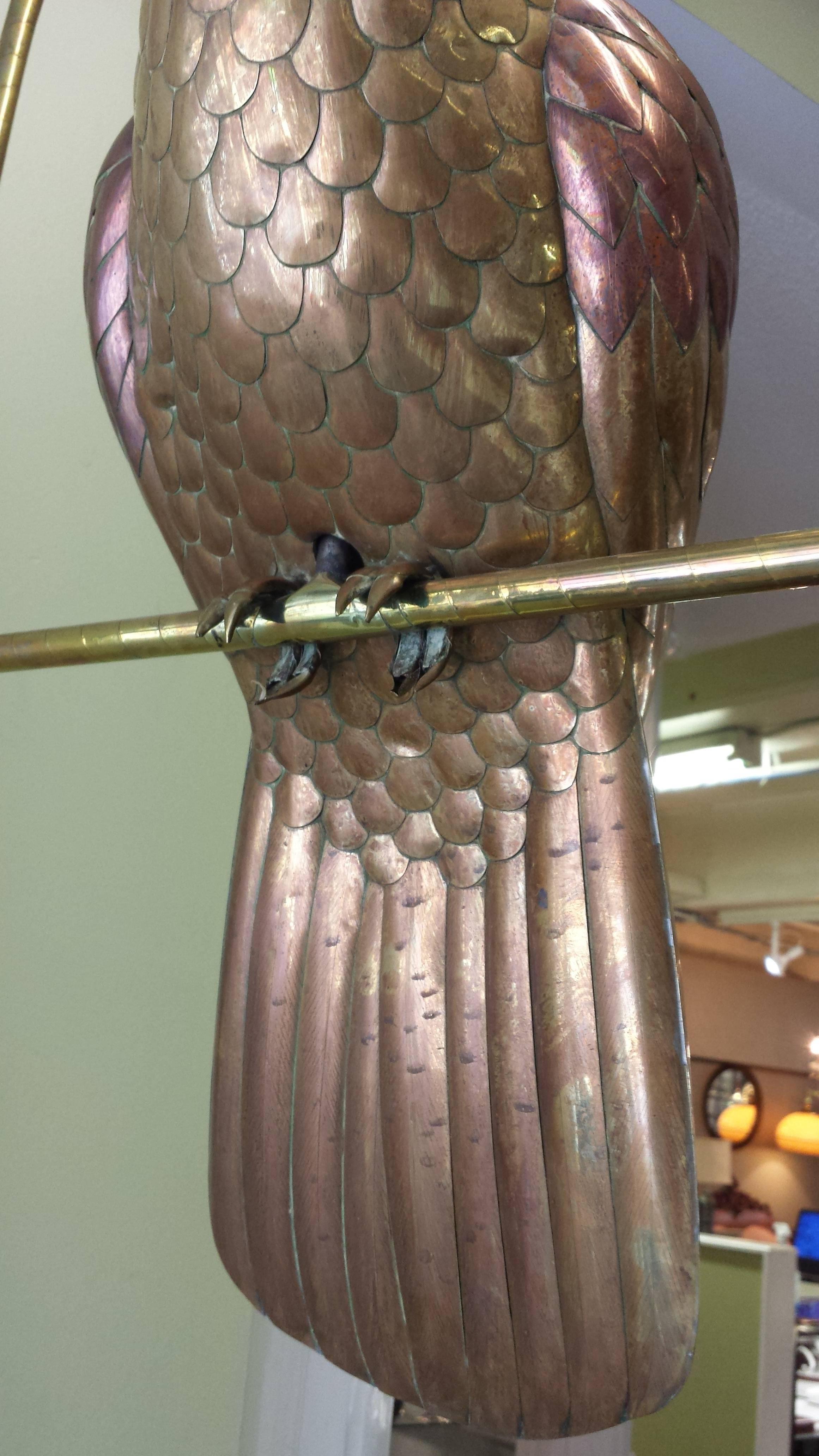 Mexican Large Brass and Copper Cockatoo by Sergio Bustamante, 1960s