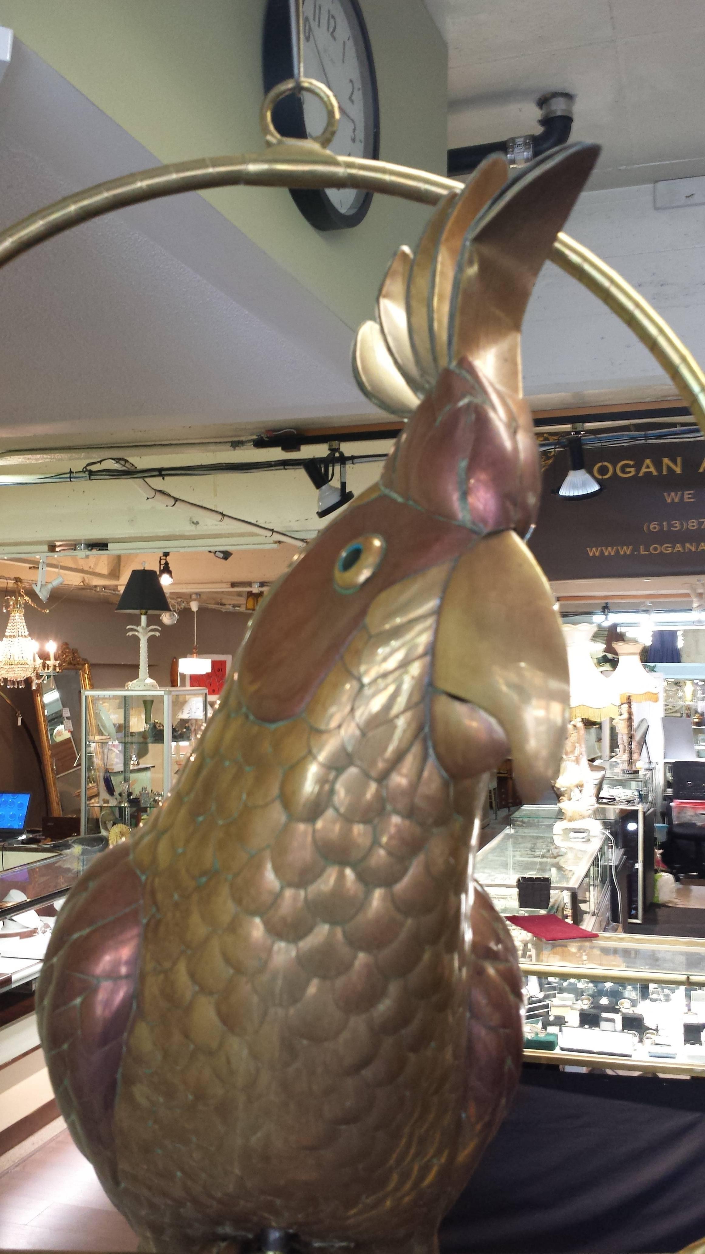 Large Brass and Copper Cockatoo by Sergio Bustamante, 1960s 1