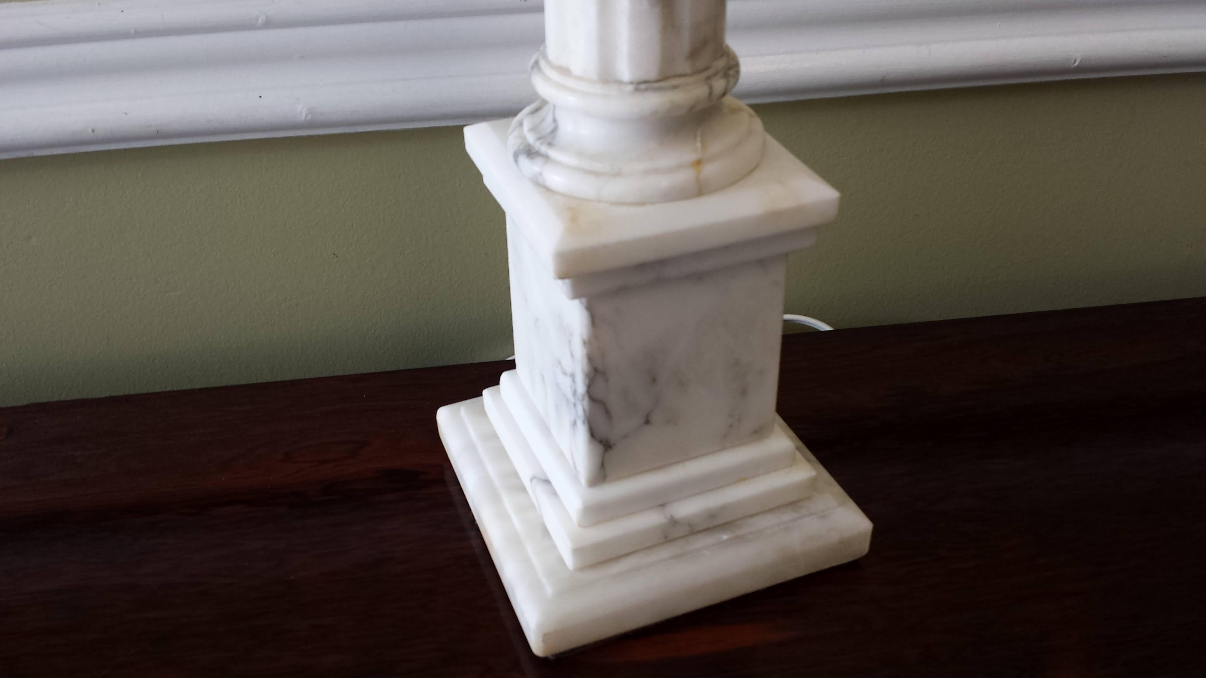 marble column table lamp