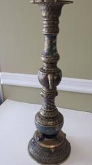 Bronze Champlevé Buddhist Temple Altar Candle Holder Meiji Period
