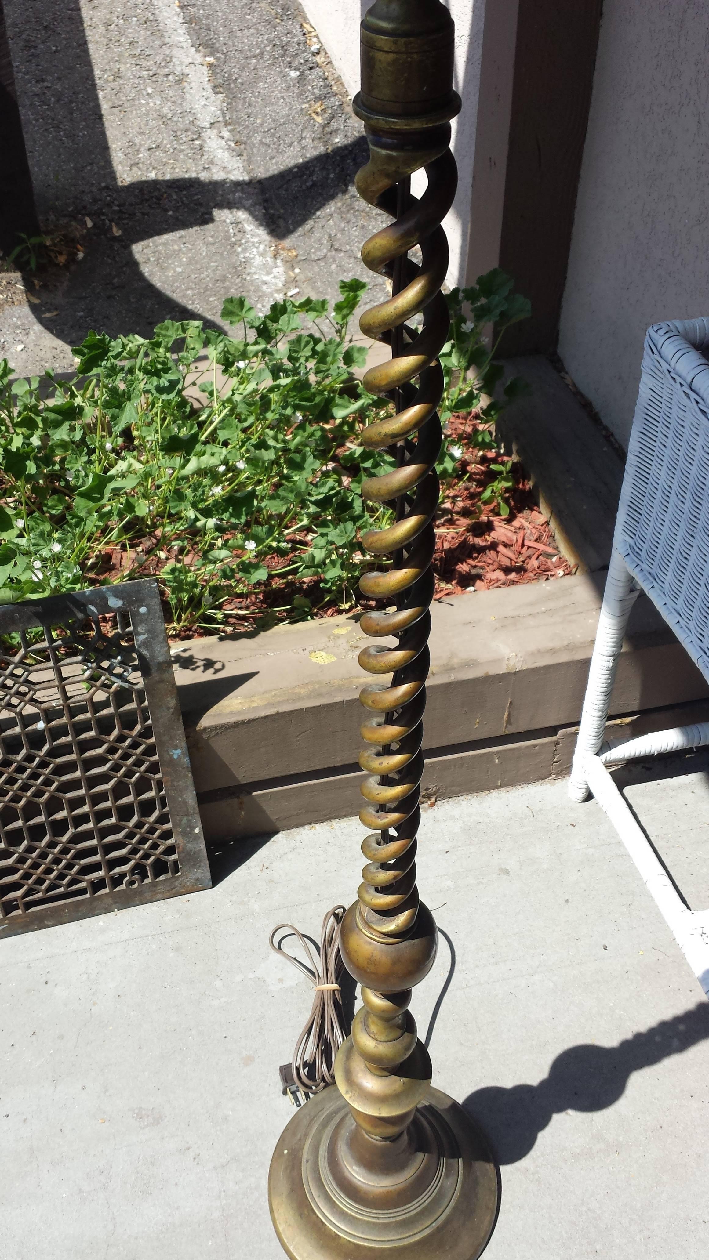 20th Century Bronze Jacobean or Barley Open Twist Floor Lamp, circa 1910-1915