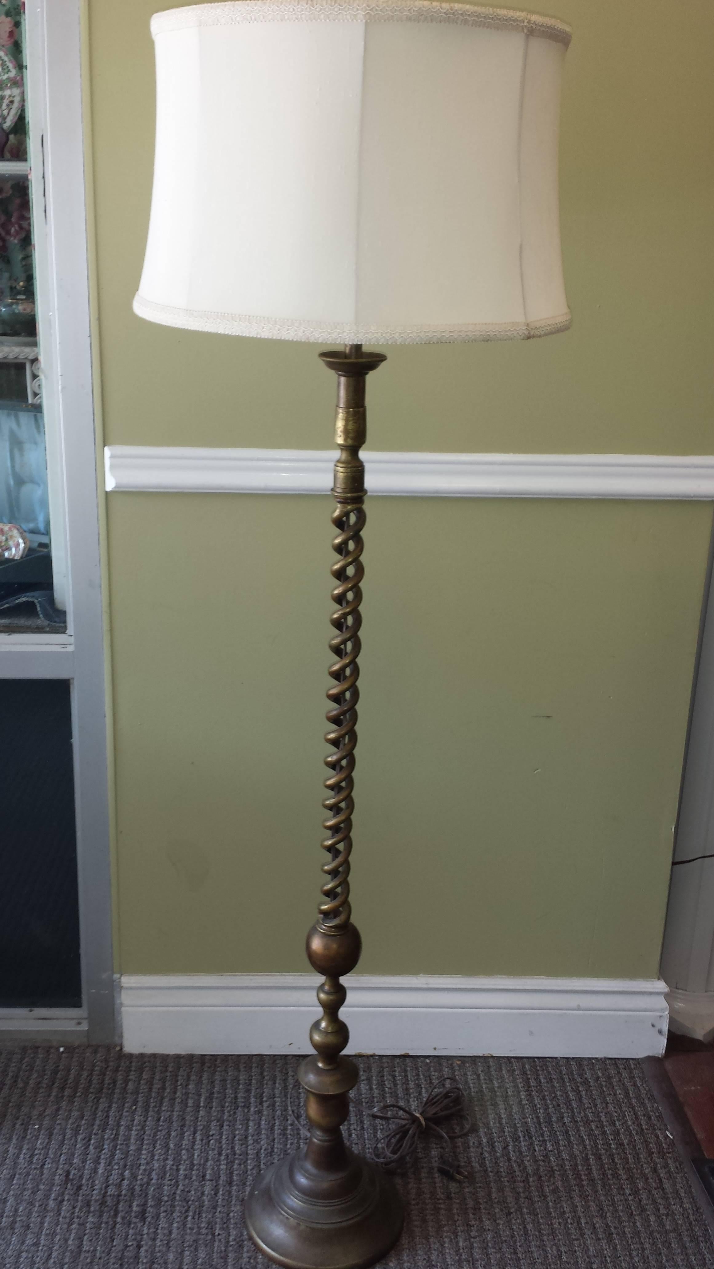 Bronze Jacobean or Barley Open Twist Floor Lamp, circa 1910-1915 1