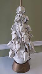 Italian White Ceramic Tulip Cluster Table  Lamp, circa 1950s