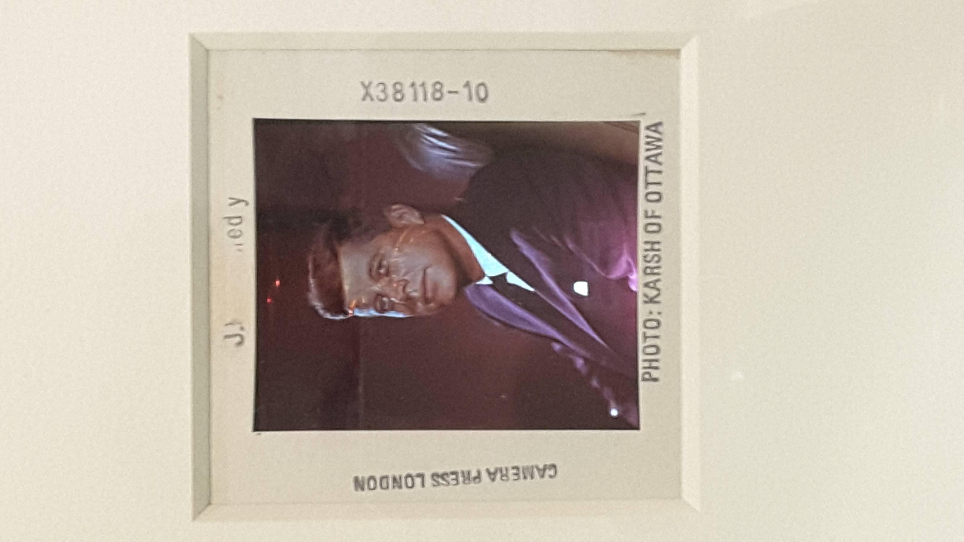 JF. Kennedy Color Pic/Slide by Yousuf Karsh World Renowned Portrait Photographer In Excellent Condition For Sale In Ottawa, Ontario