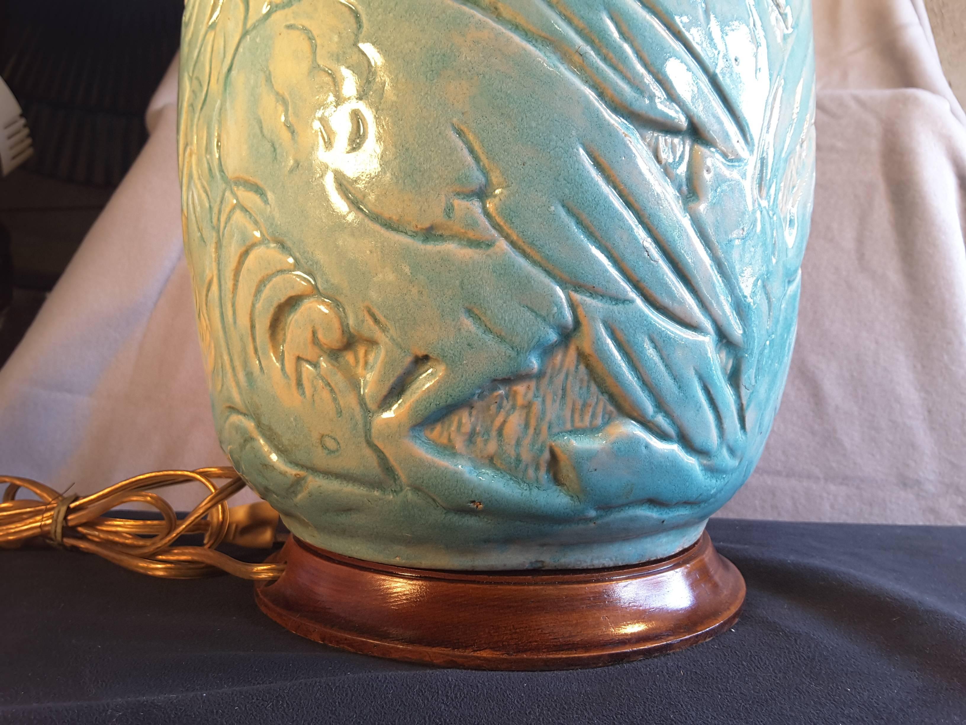 Rare vase en grès « Zolo » émaillé de turquoise massif, monté comme une lampe, 1926 Bon état - En vente à Ottawa, Ontario