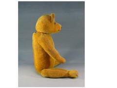 Large Antique Honey Golden Plush Covered Teddy Bear