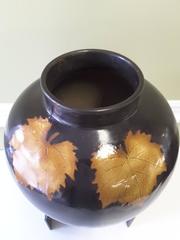 "JIZHOU" Song Style Large Black-Brown Glazed Jar on a Wood Footed Base with Top