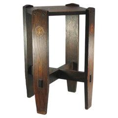 English Antique Arts & Crafts Dark Oak Side Table