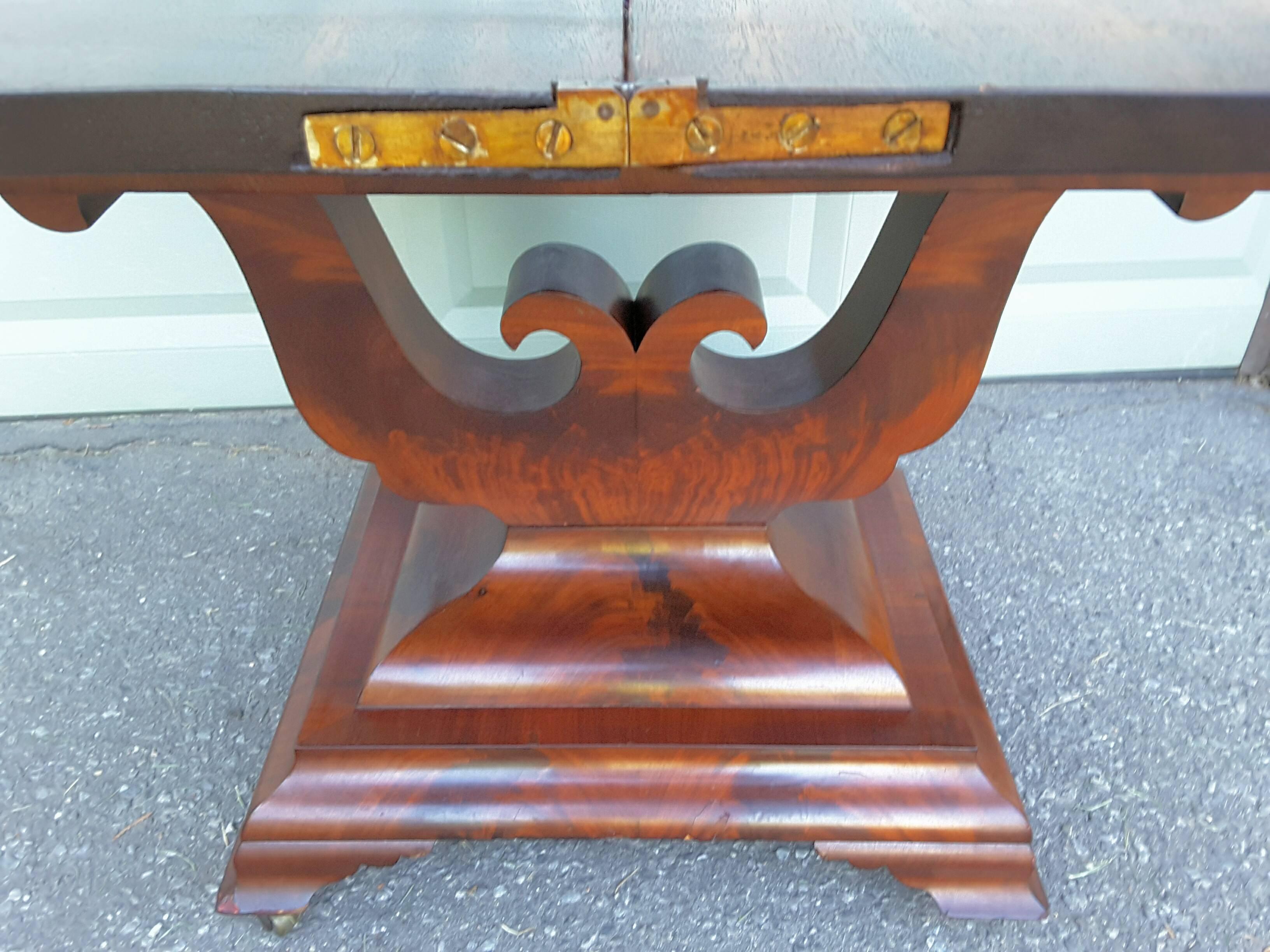 Fine Regency Flame Mahogany Lyre Base Side Table Games Table For Sale 4