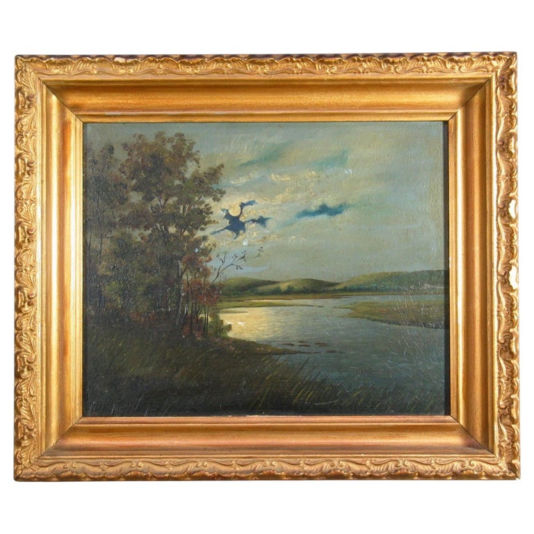 1stDibs French School 19th Century "A Tranquil River in the Moonlight"