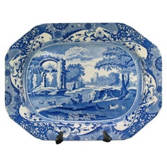 Large Antique Copeland Spode Blue Italian 17" Platter