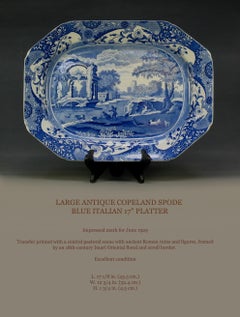 Large Antique Copeland Spode Blue Italian 17" Platter
