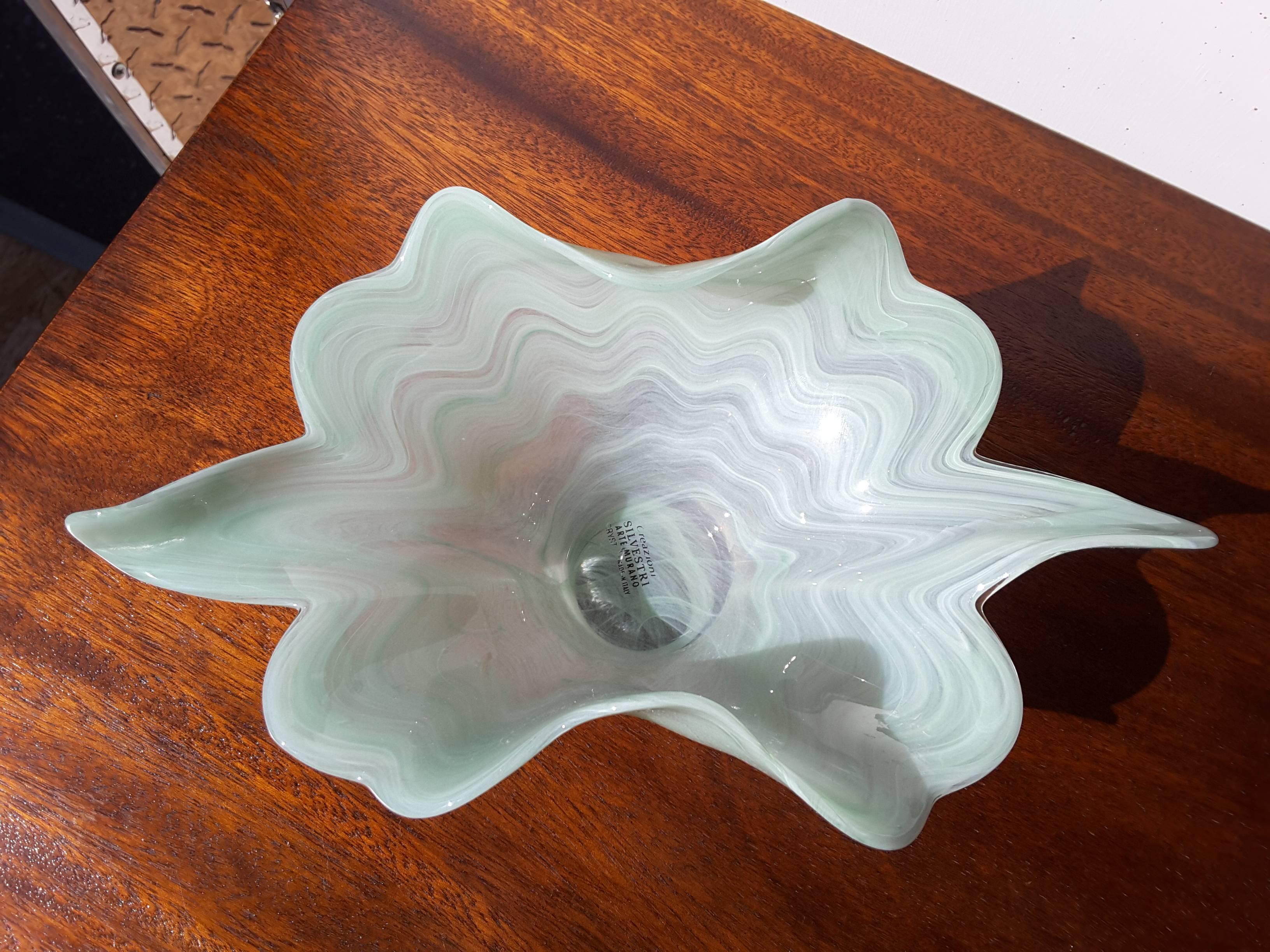 20th Century Murano Italian Art Glass Centerpiece Free-Form Bowl