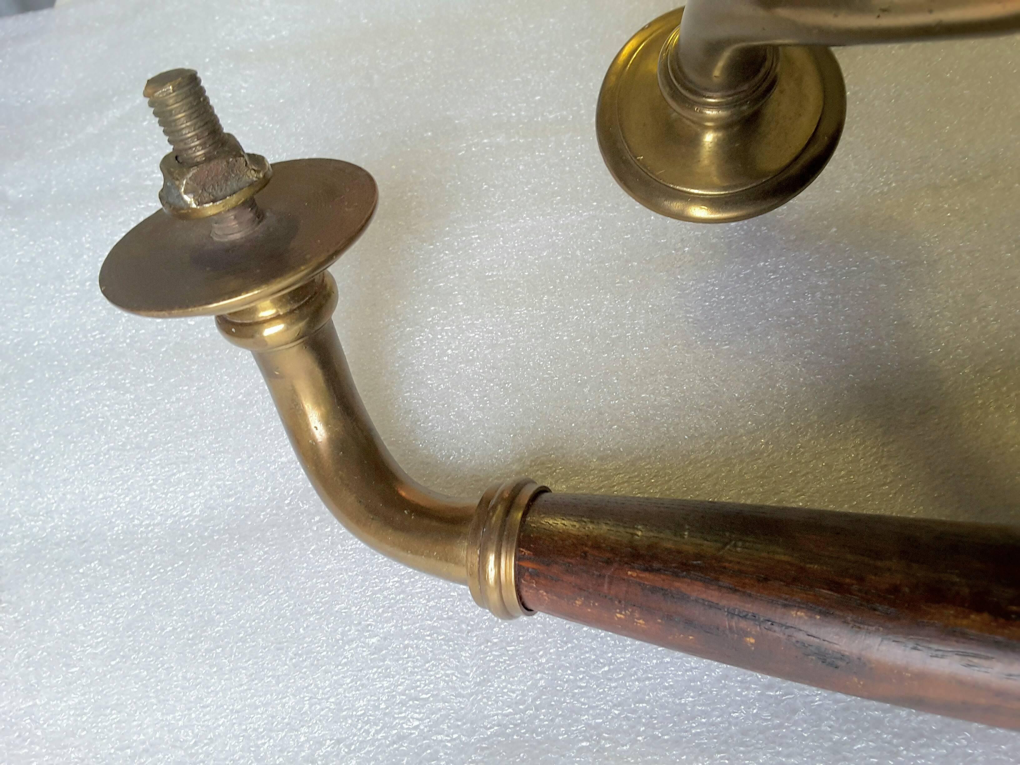Pair of English Brass and Dark Oak Full Size Door Pulls/Handles 2