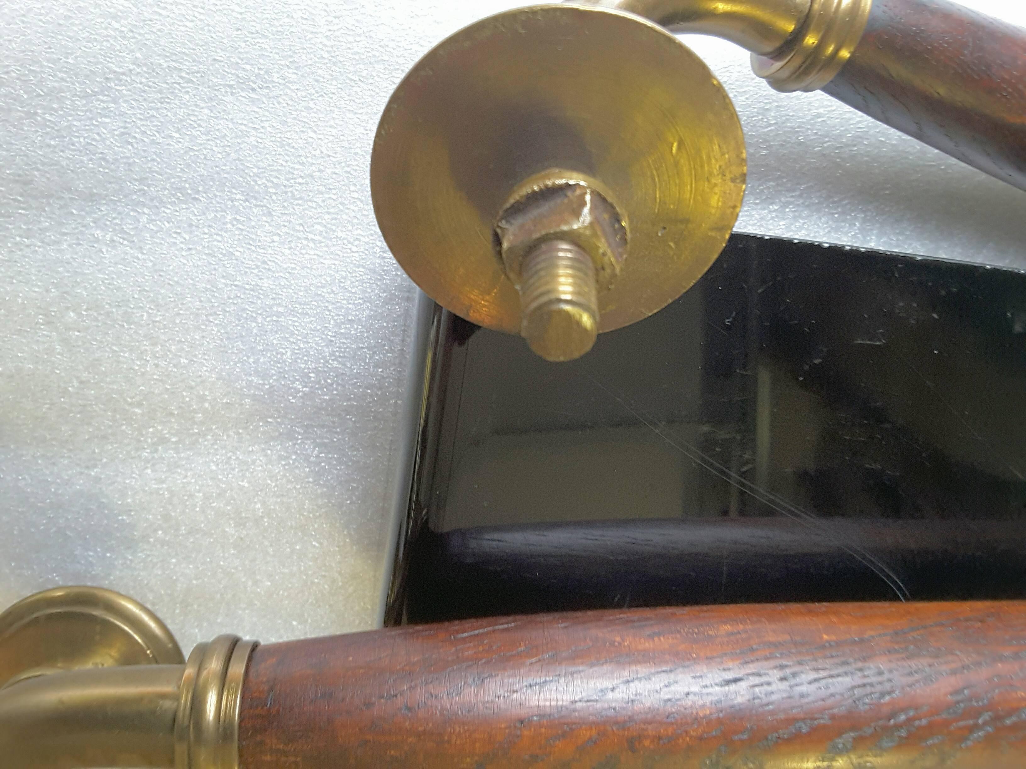 Pair of English Brass and Dark Oak Full Size Door Pulls/Handles 3