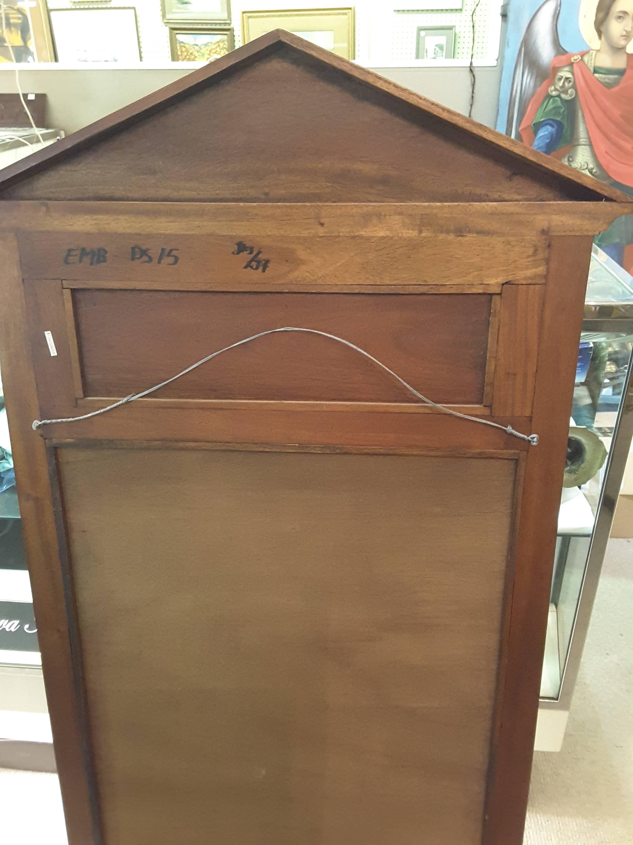 Empire Style Mahogany Beveled Mirror with Black Side Pillars In Good Condition In Ottawa, Ontario