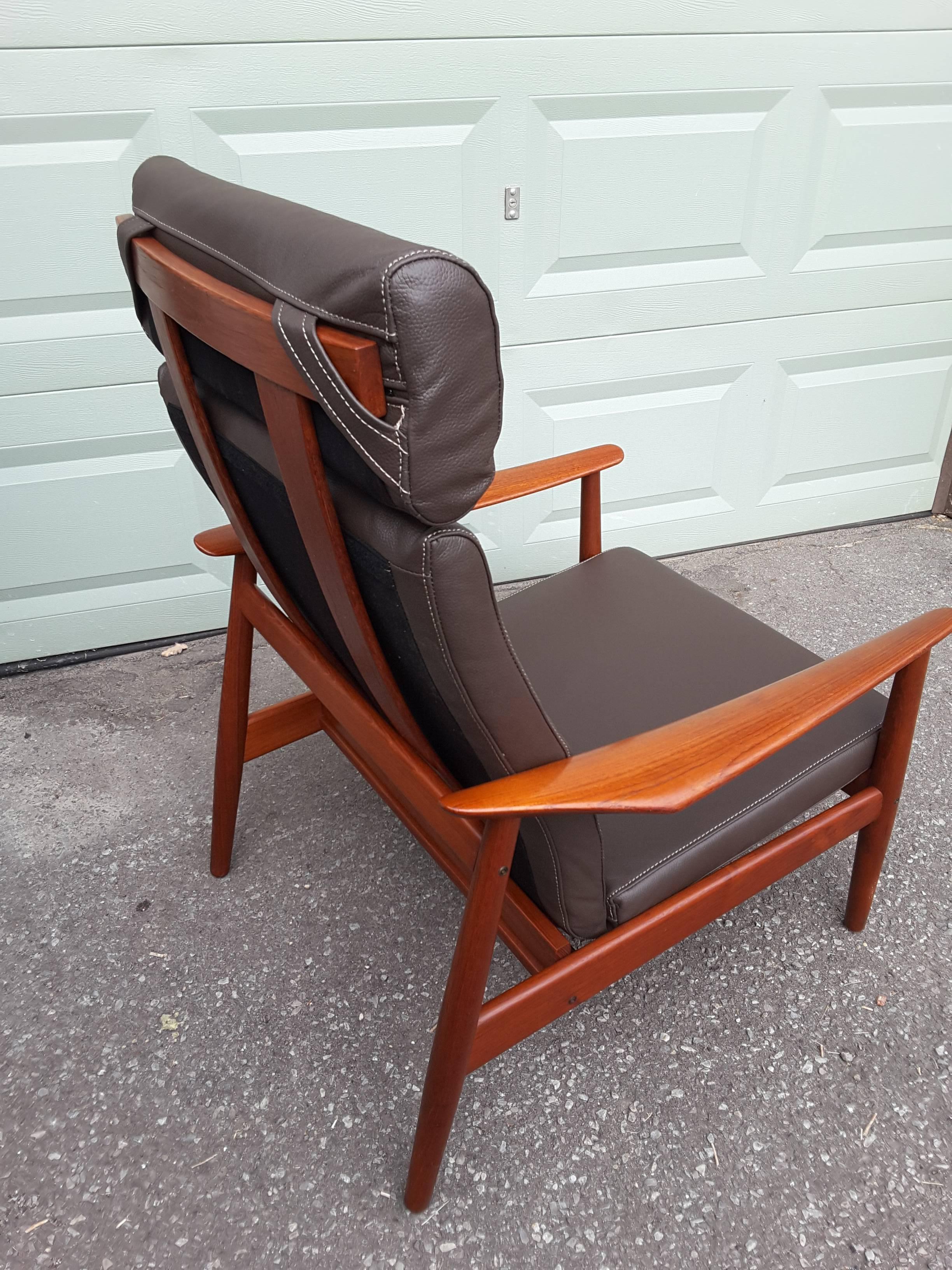 20th Century Arne Vodder FD-164, Teak Recliner, Adjustable 3-Positions, France & Son Denmark