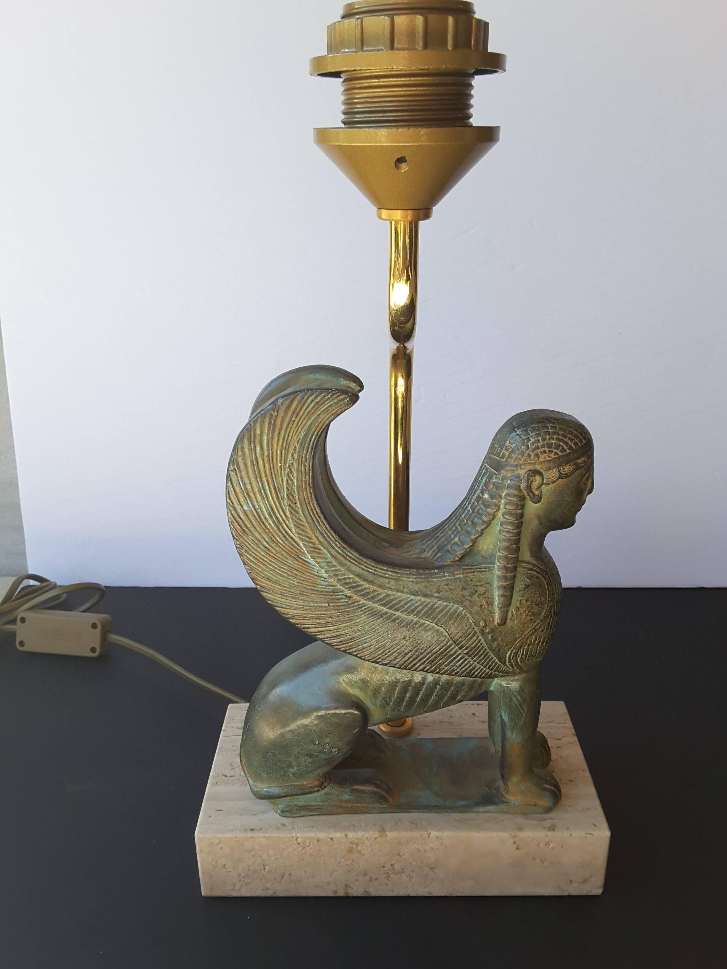 20th Century Maison Le Dauphin France, Vintage Pair of Exceptional Sphinx Table Lamps For Sale
