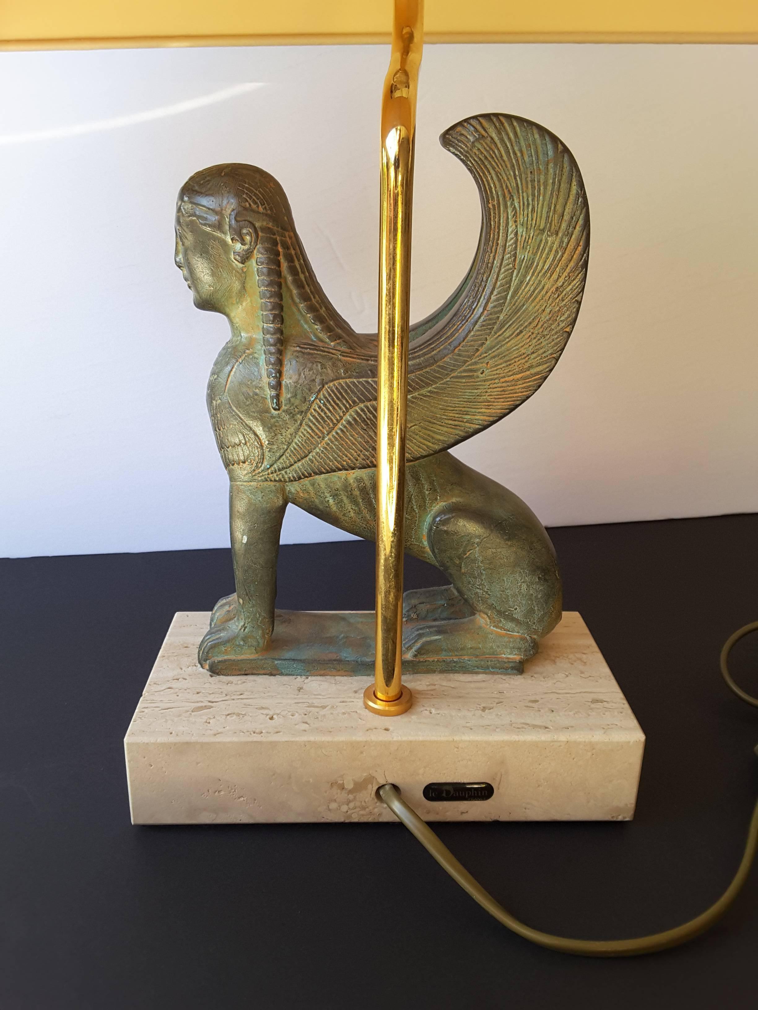 Mid-Century Modern Maison Le Dauphin France, Vintage Pair of Exceptional Sphinx Table Lamps For Sale