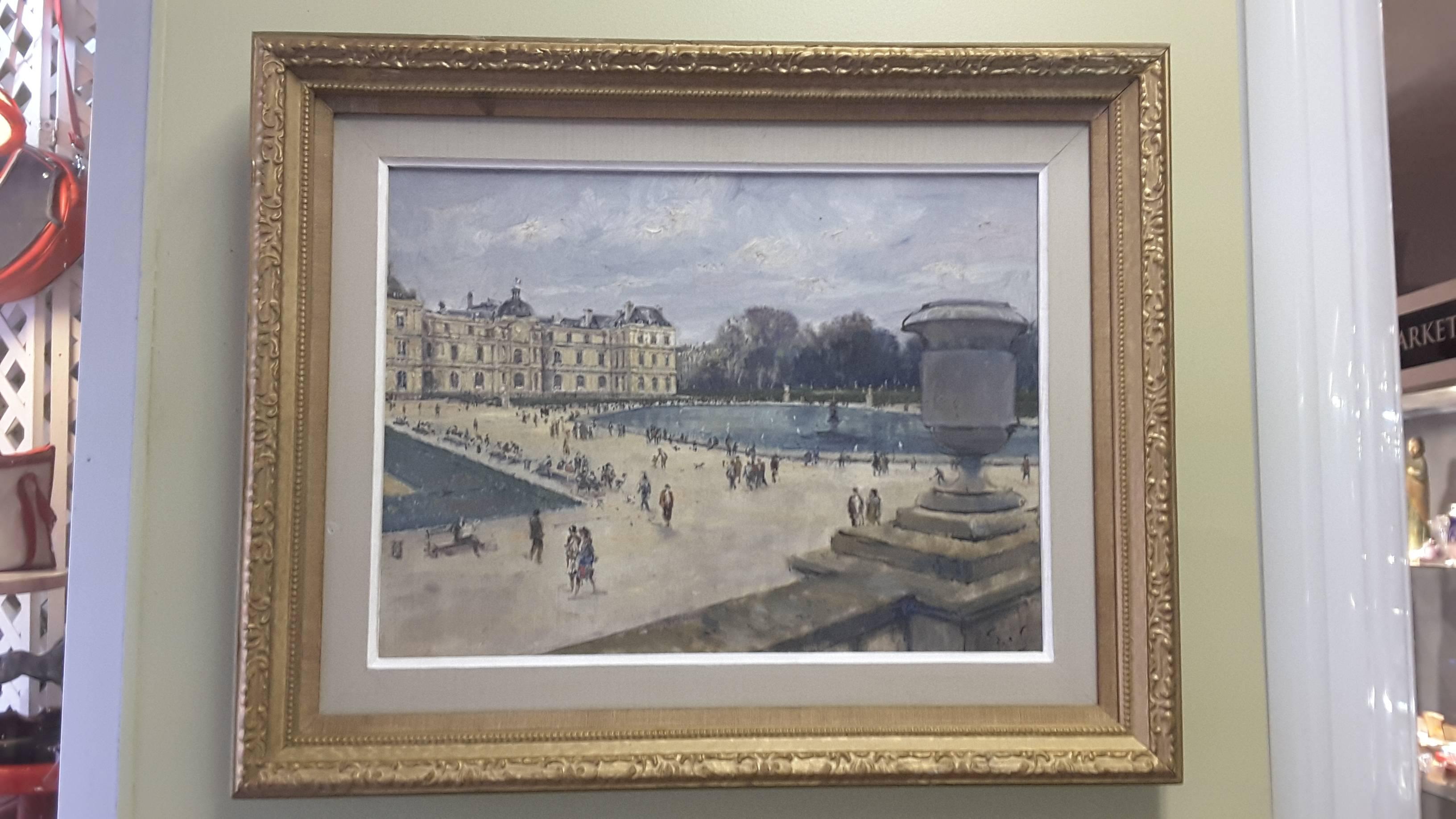 Expressionist Impressionistic Style Painting of Le Jardin des Tuileries, Paris, France For Sale