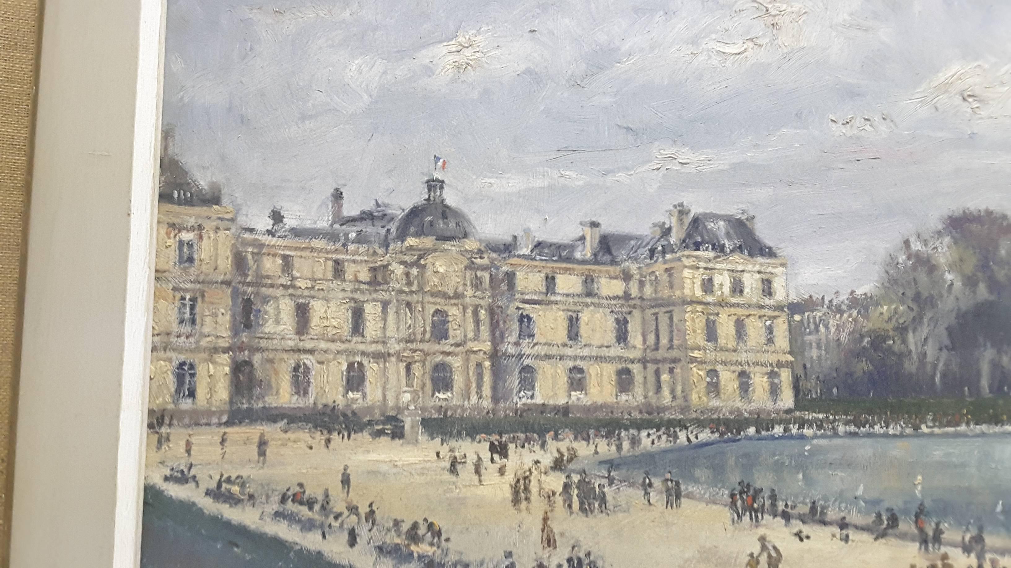 Impressionistic Style Painting of Le Jardin des Tuileries, Paris, France In Good Condition For Sale In Ottawa, Ontario