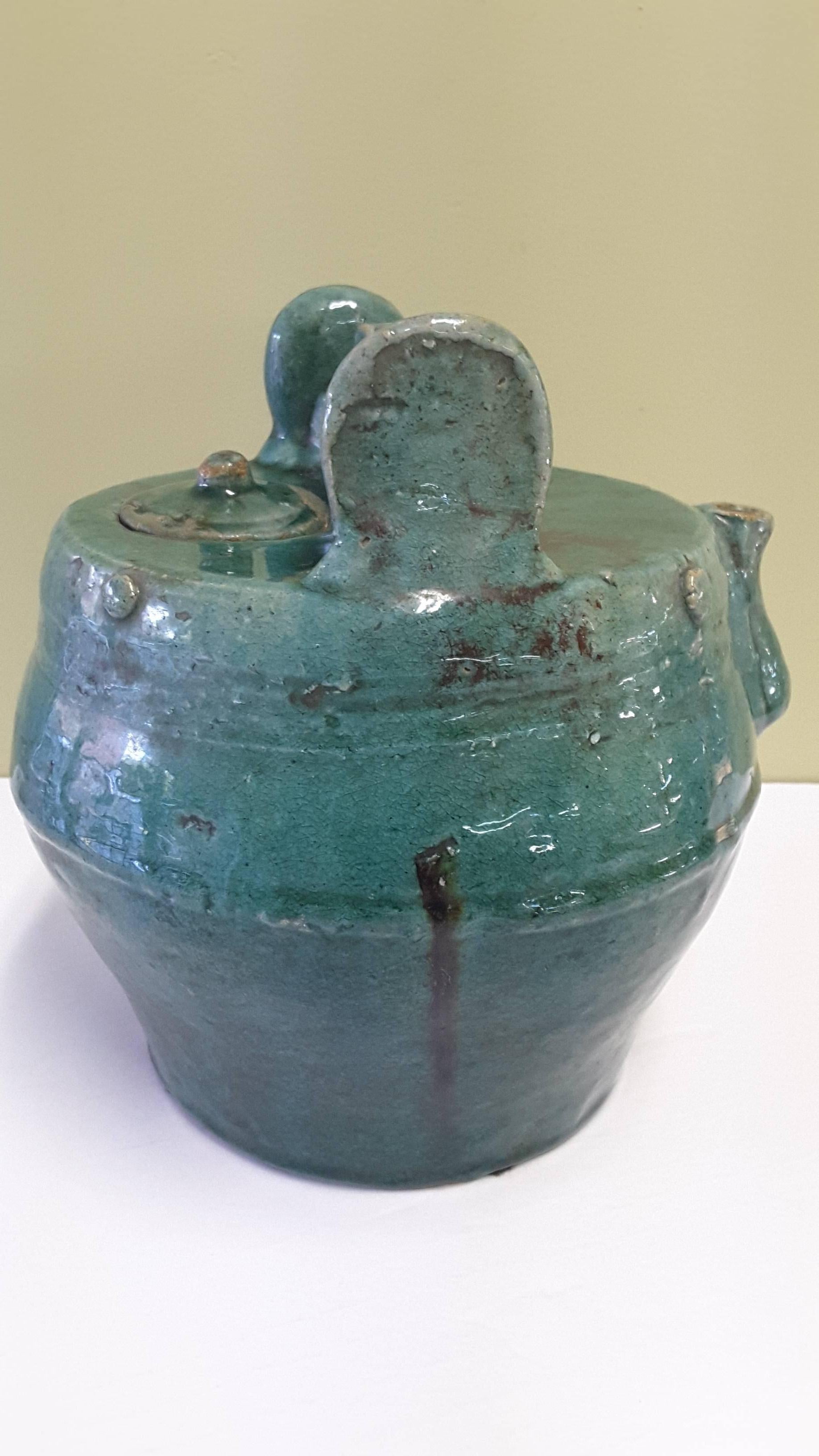 Emerald Green Glazed Shiwan Pottery Teapot Qing Dynasty, Late 19th Century 1