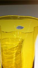 Large Blenko Amber Yellow Ruffle Top Vase, circa 1960