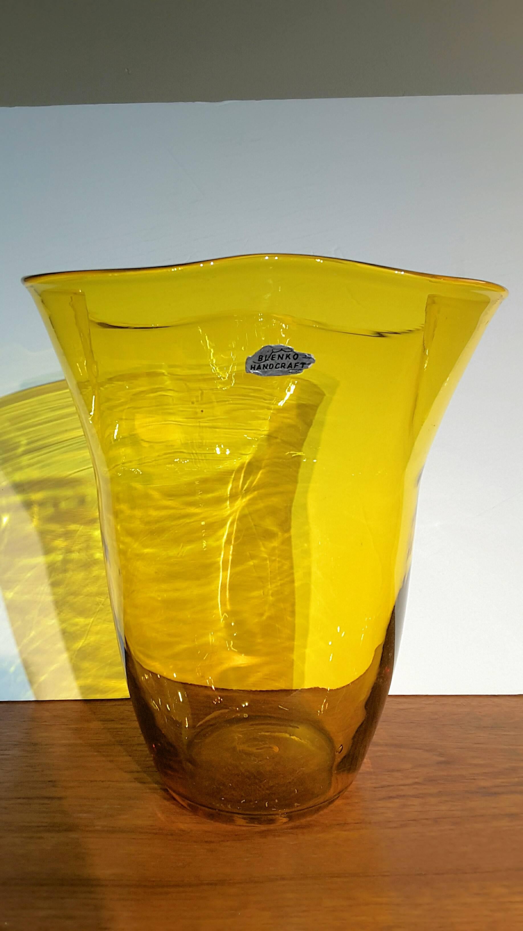 blenko yellow vase