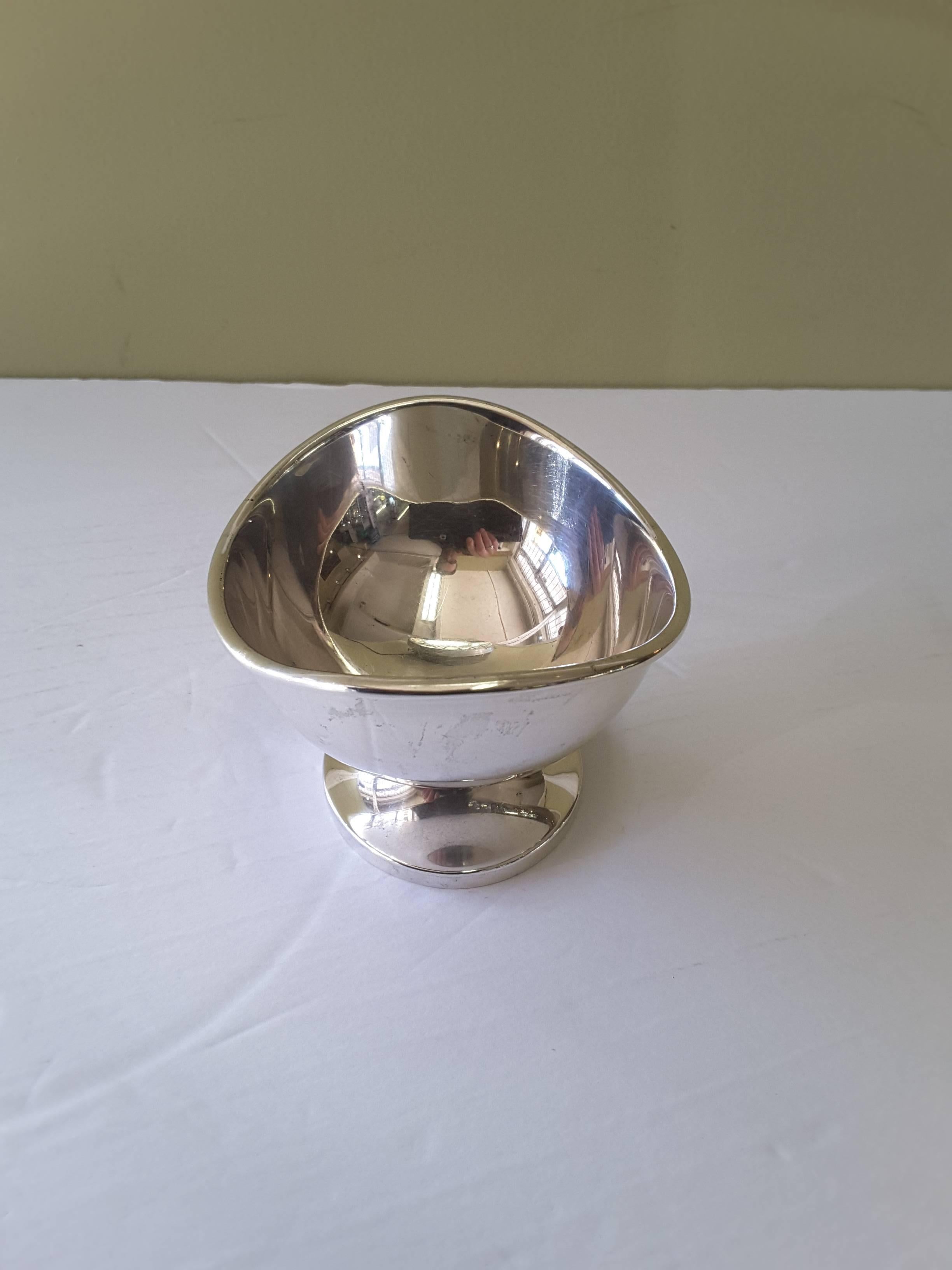 Mid-Century Modern Mexican Sterling Silver Bowl in a Navette Form by Peggy Page