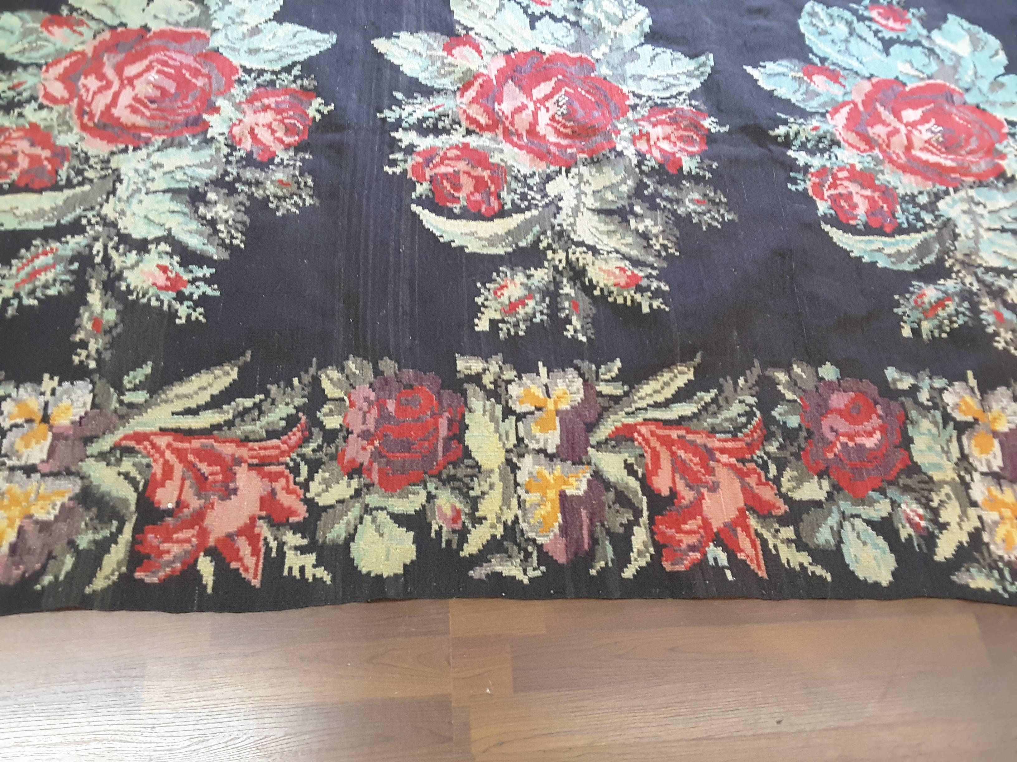 Wool Antique Bessarabian Kilim Carpet For Sale