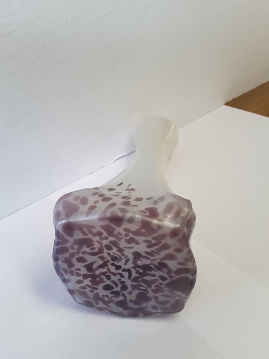 Austrian Art Glass Hat Pin Holder with Sterling Silver Mount