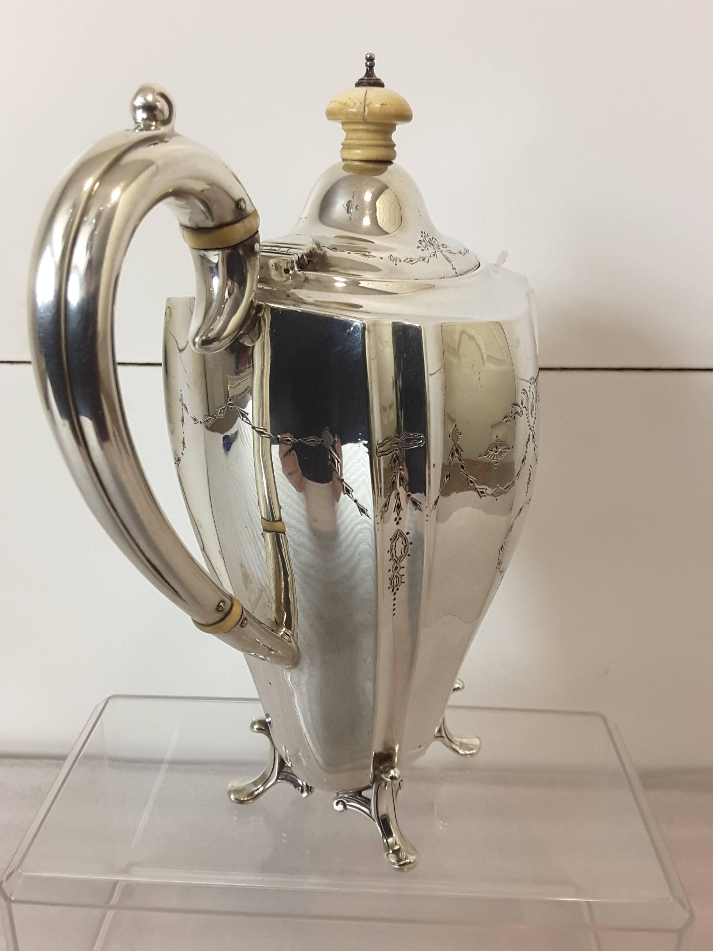 Edwardian Sterling Silver Tea Pot by Charles Boyton & Son, London, Hallmarked for 1900