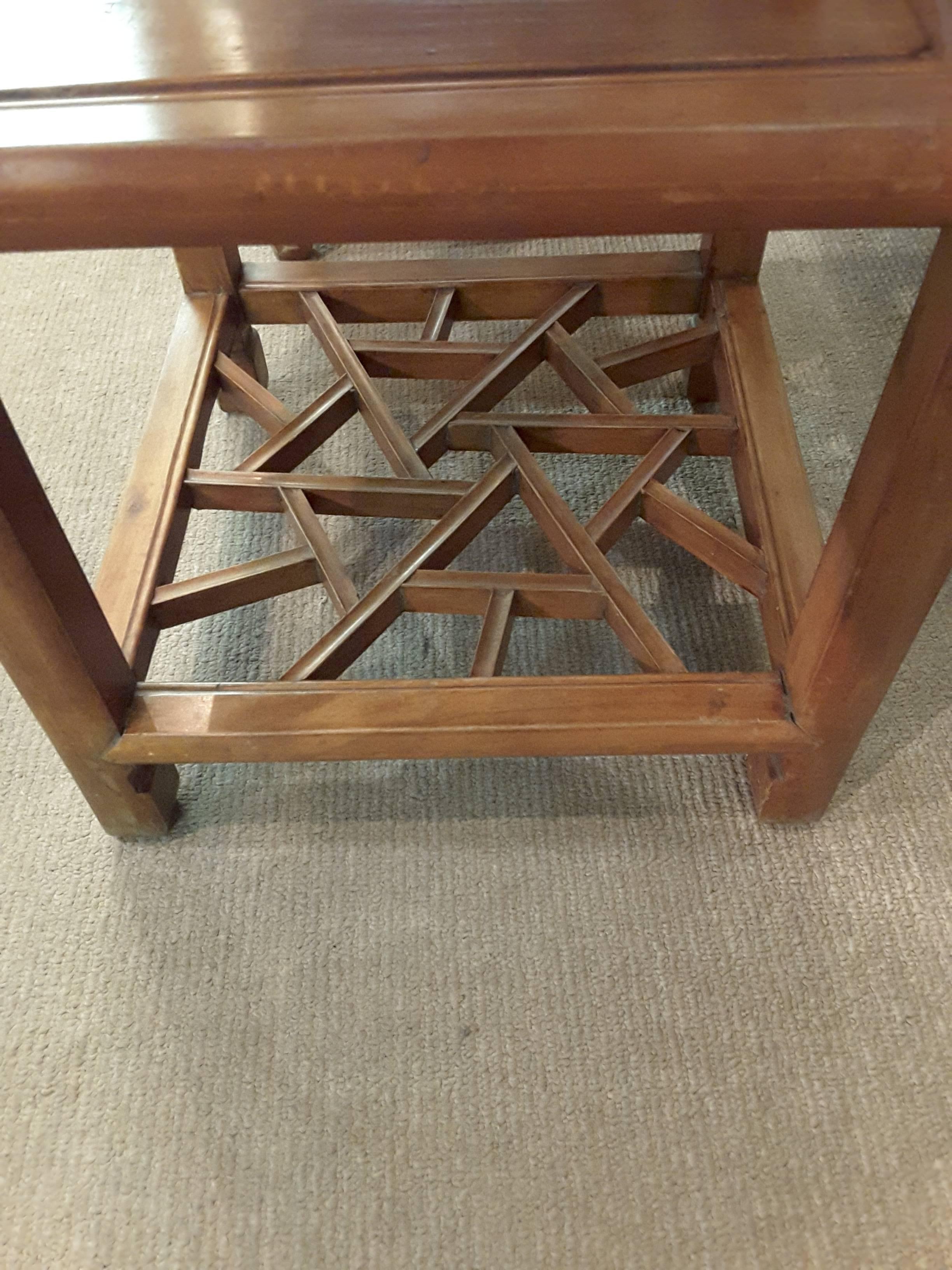 Wood Late Qing Dynasty Carved Hardwood Side Tables or Stands Southern Chinese For Sale