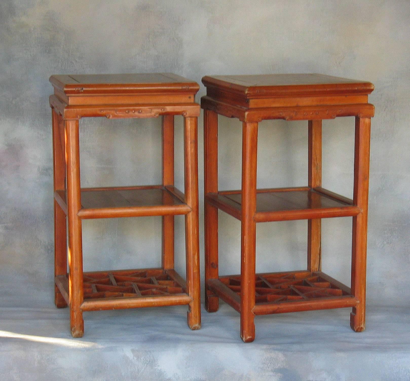Late Qing Dynasty Carved Hardwood Side Tables or Stands Southern Chinese In Good Condition For Sale In Ottawa, Ontario