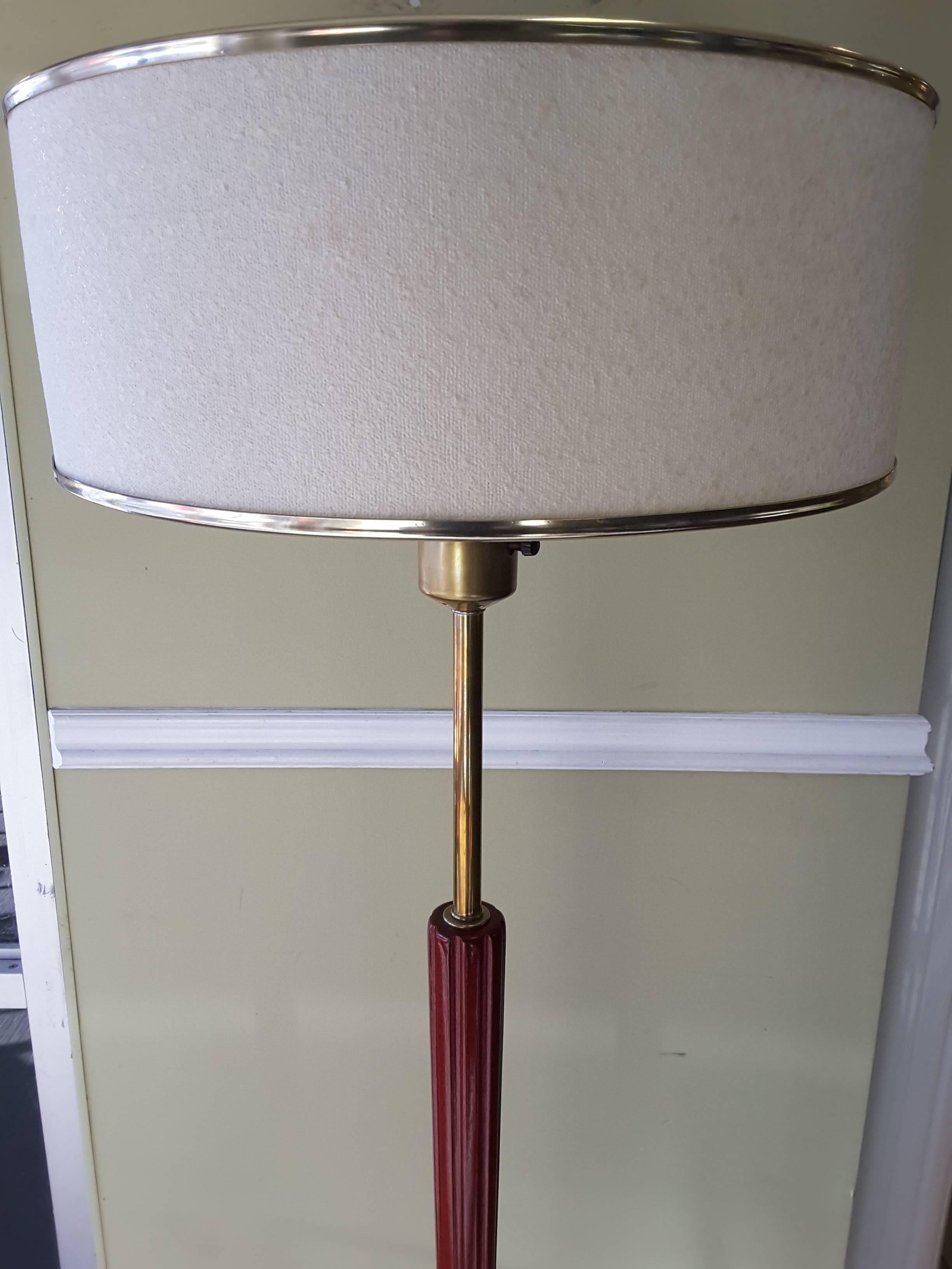Mid-Century Modern Brass and Mahogany Classic Style Floor Lamp 2