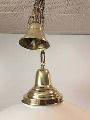 Art Deco White Milk Glass Diamond Light Fixture or Pendant Brass Canopy & Chain