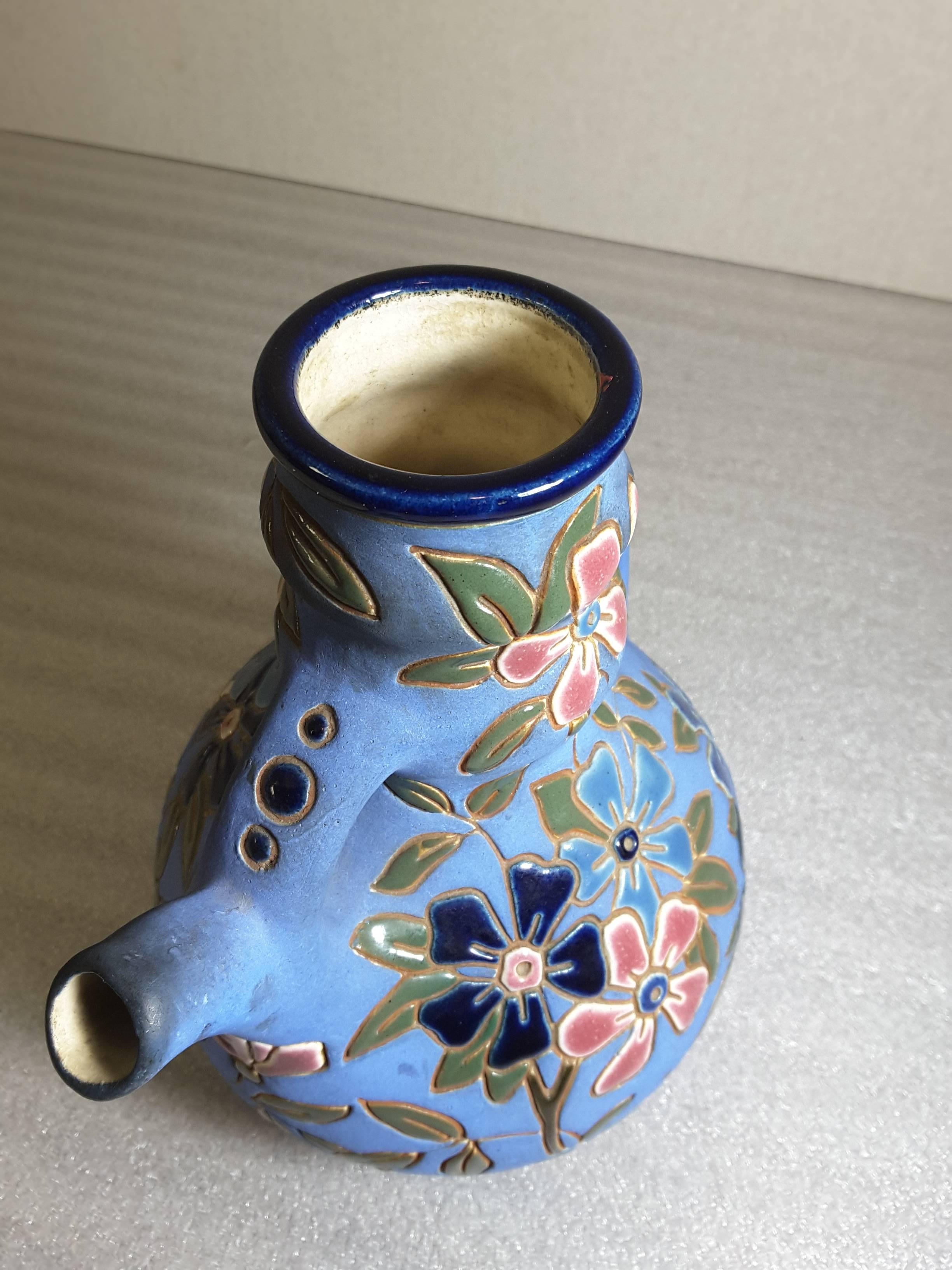 Czechoslovakian Glazed Earthenware Pitcher by Amphora, circa 1918-1939 For Sale 5