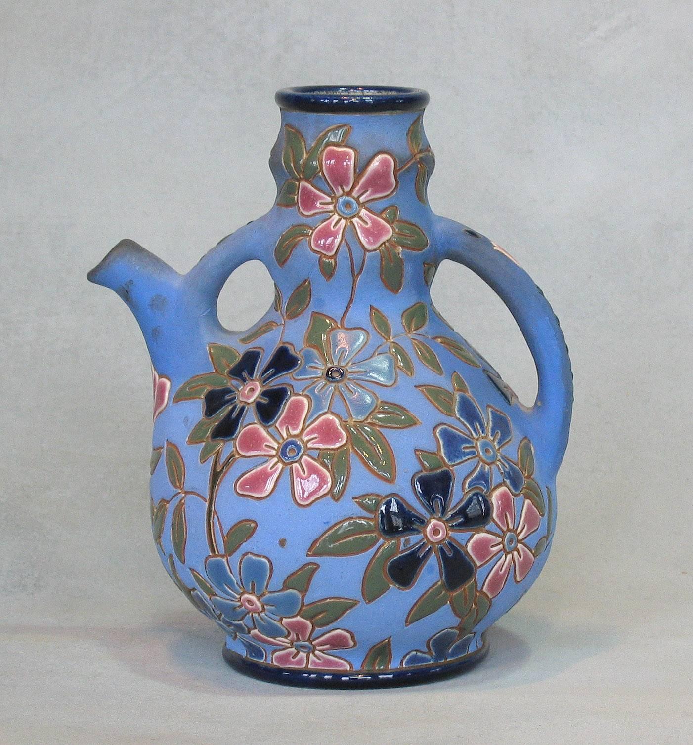 Greek Revival Czechoslovakian Glazed Earthenware Pitcher by Amphora, circa 1918-1939 For Sale