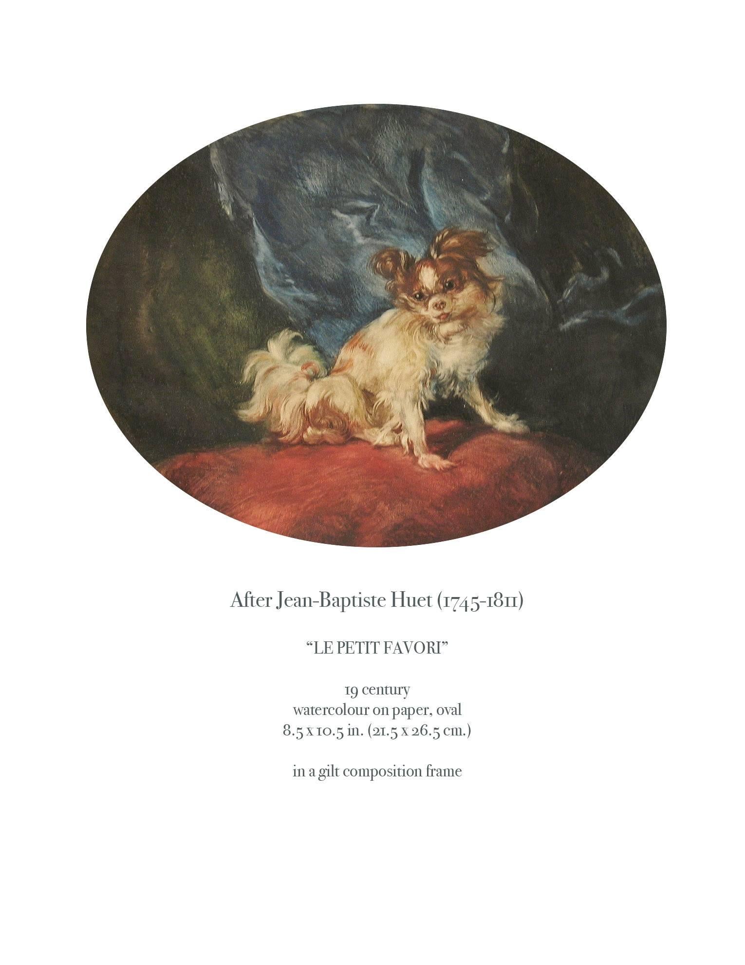 Georgien Aquarelle « Le Petite Favori », d'après Huet Jean-Baptiste, 19ème siècle en vente
