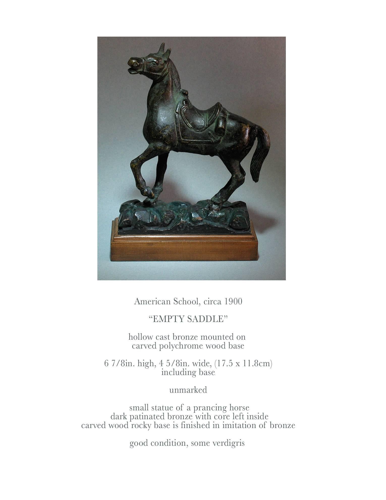 Tänzelndes Pferd aus amerikanischer Schule aus Bronze, Titel 