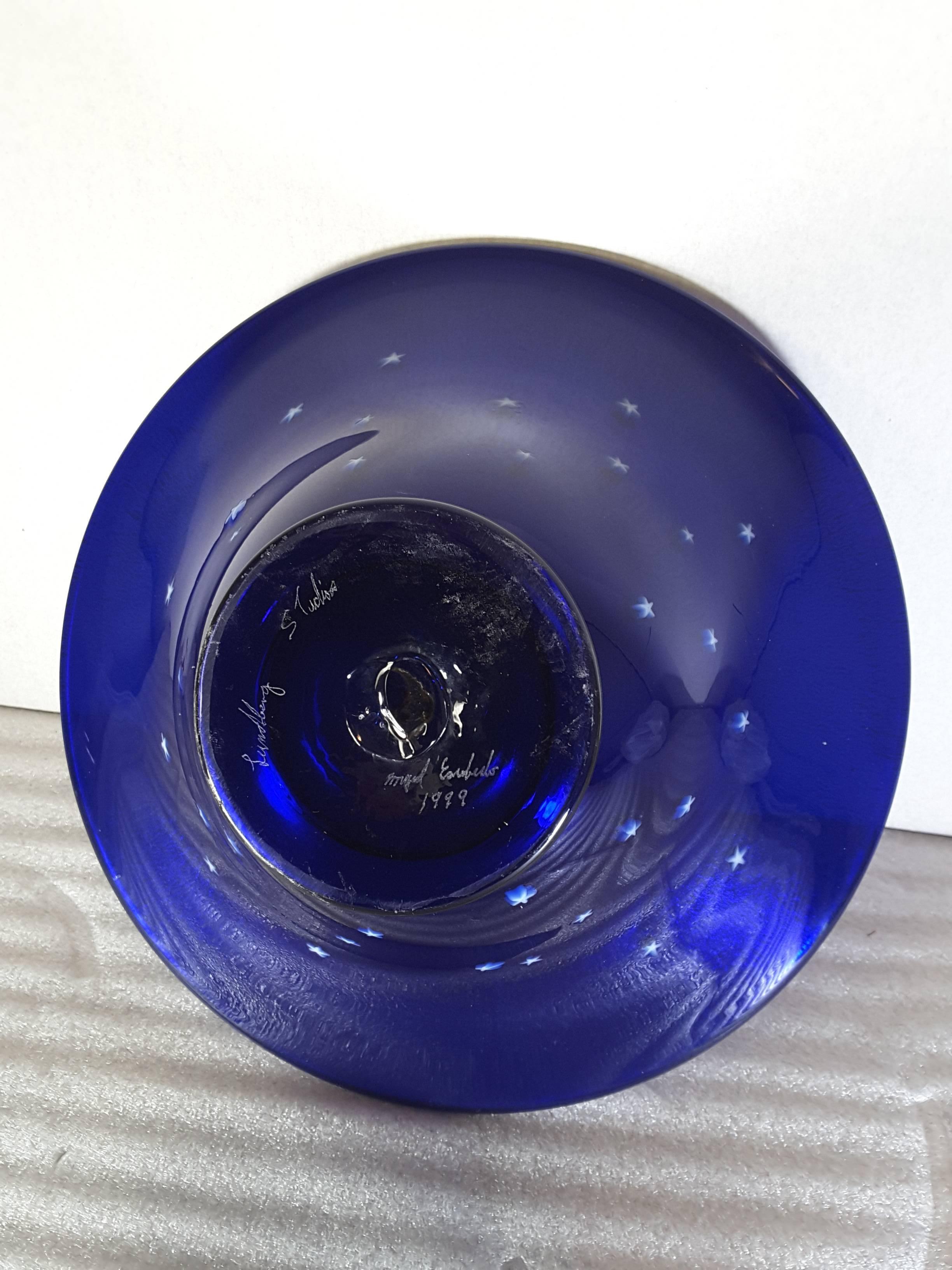 Lundberg Studios Iridescent Shooting Star Art Glass Bowl, Signed and Dated 1999 In Excellent Condition In Ottawa, Ontario