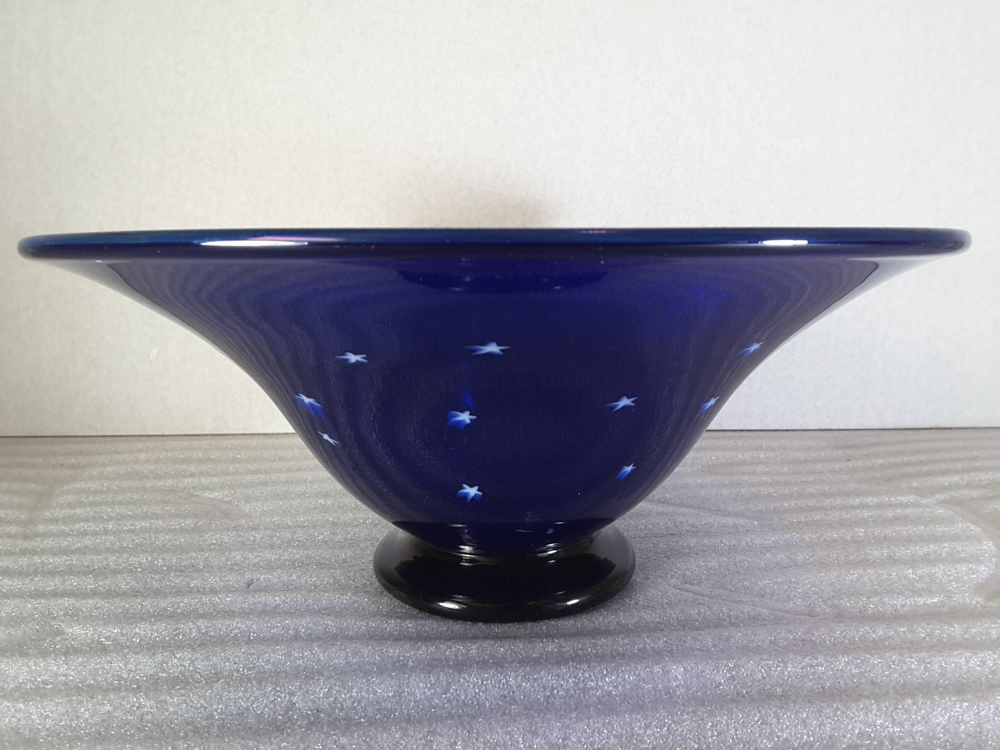Lundberg Studios Iridescent Shooting Star Art Glass Bowl, Signed and Dated 1999 2