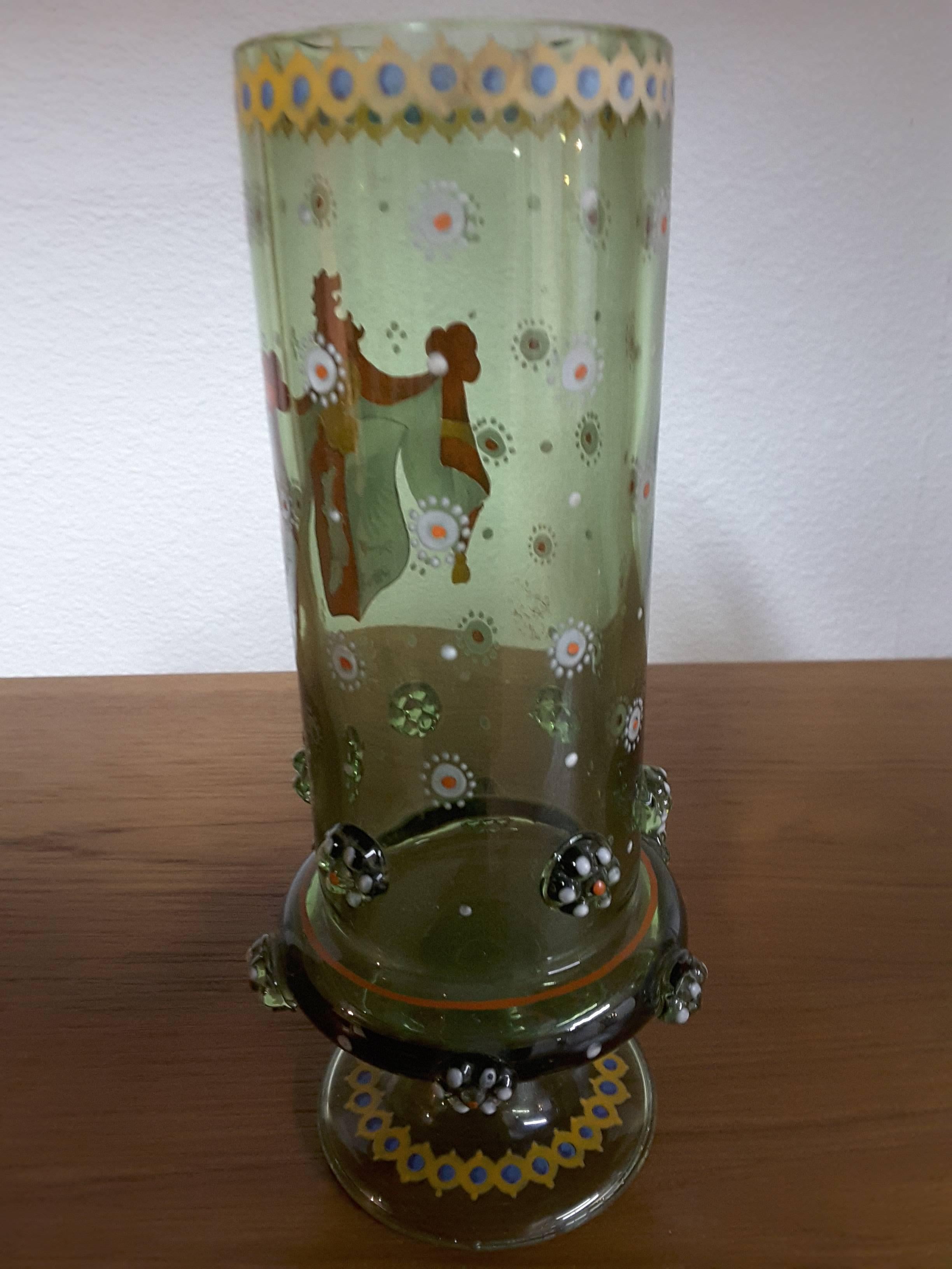 19th Century Bohemian Historismus Armorial Footed Beaker with Applied Prunts, circa 1880 For Sale
