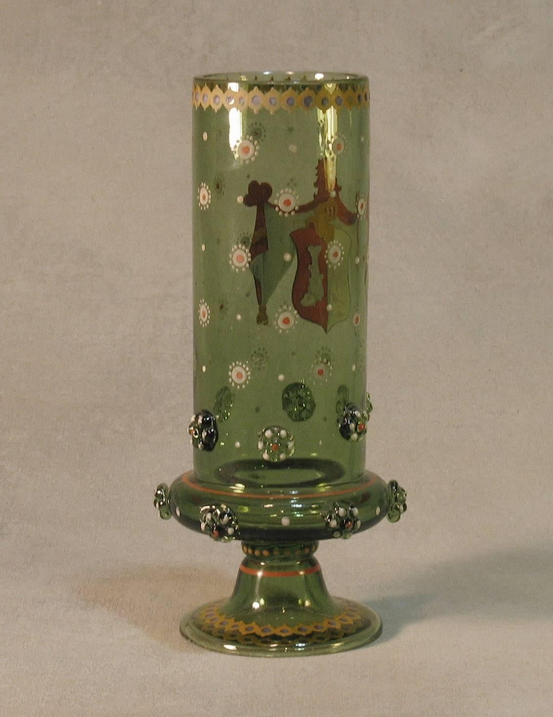 Bohemian Historismus Armorial Footed Beaker with Applied Prunts, circa 1880 In Good Condition For Sale In Ottawa, Ontario